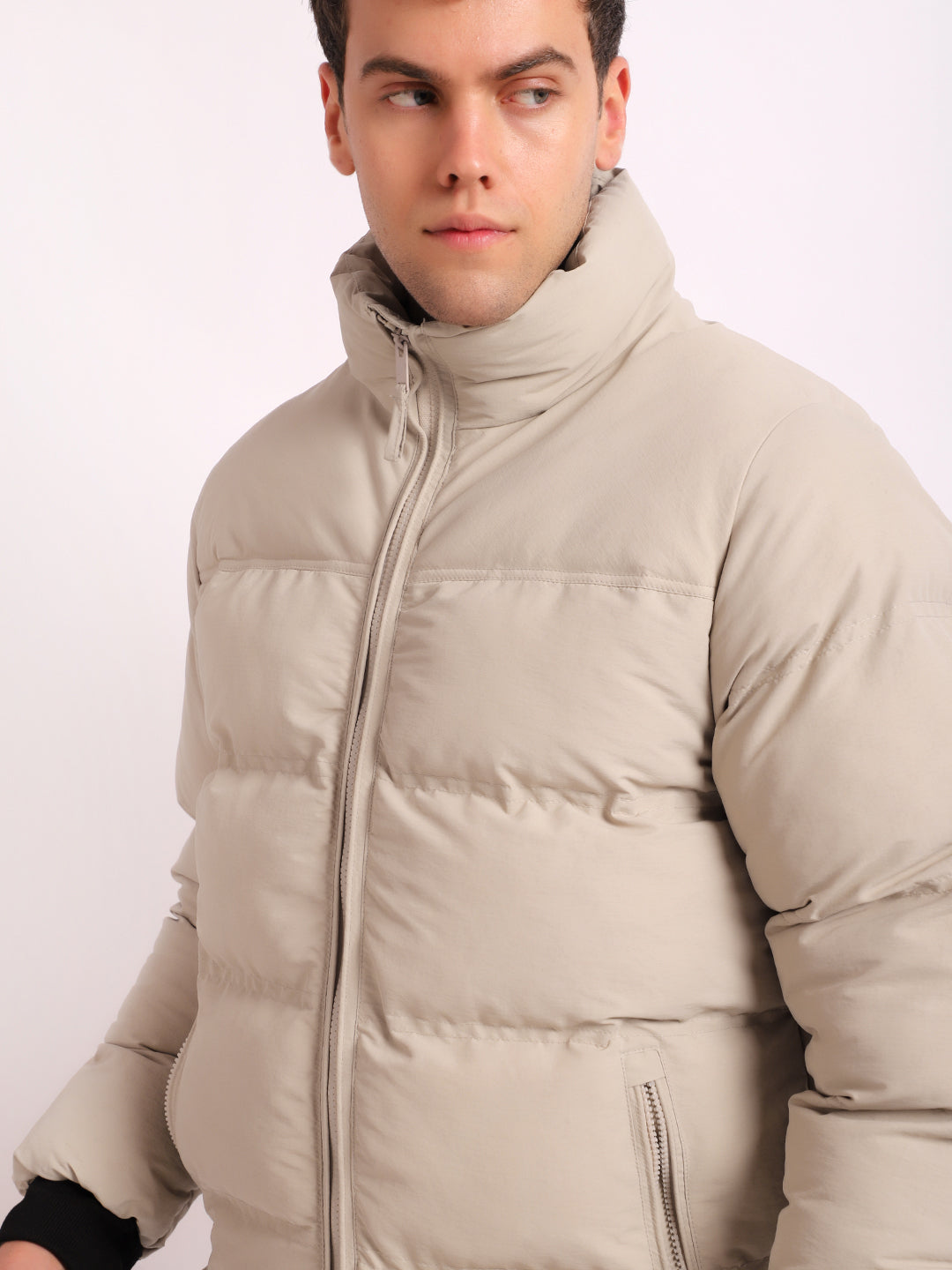 Northbound Beige Oversized Puffer Jacket