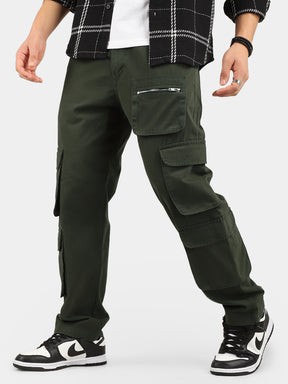 Olive Green Baggy Fit Warrior Cargo