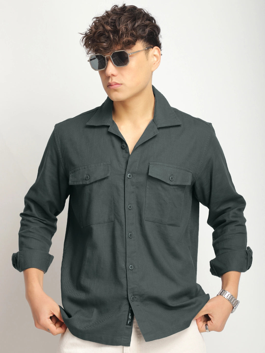 Alexei Linen Dark Grey Full Sleeve Shirt