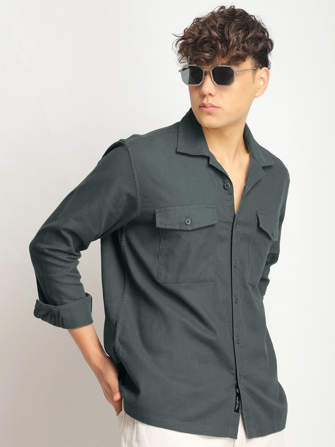 Alexei Linen Dark Grey Full Sleeve Shirt