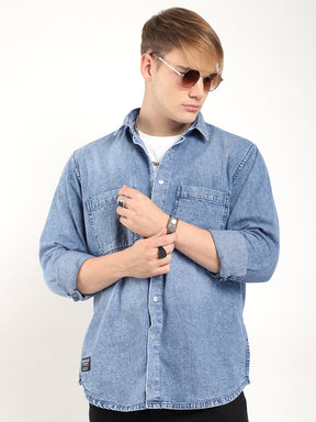 Storm Light Navy Full Sleeve Denim Shirt