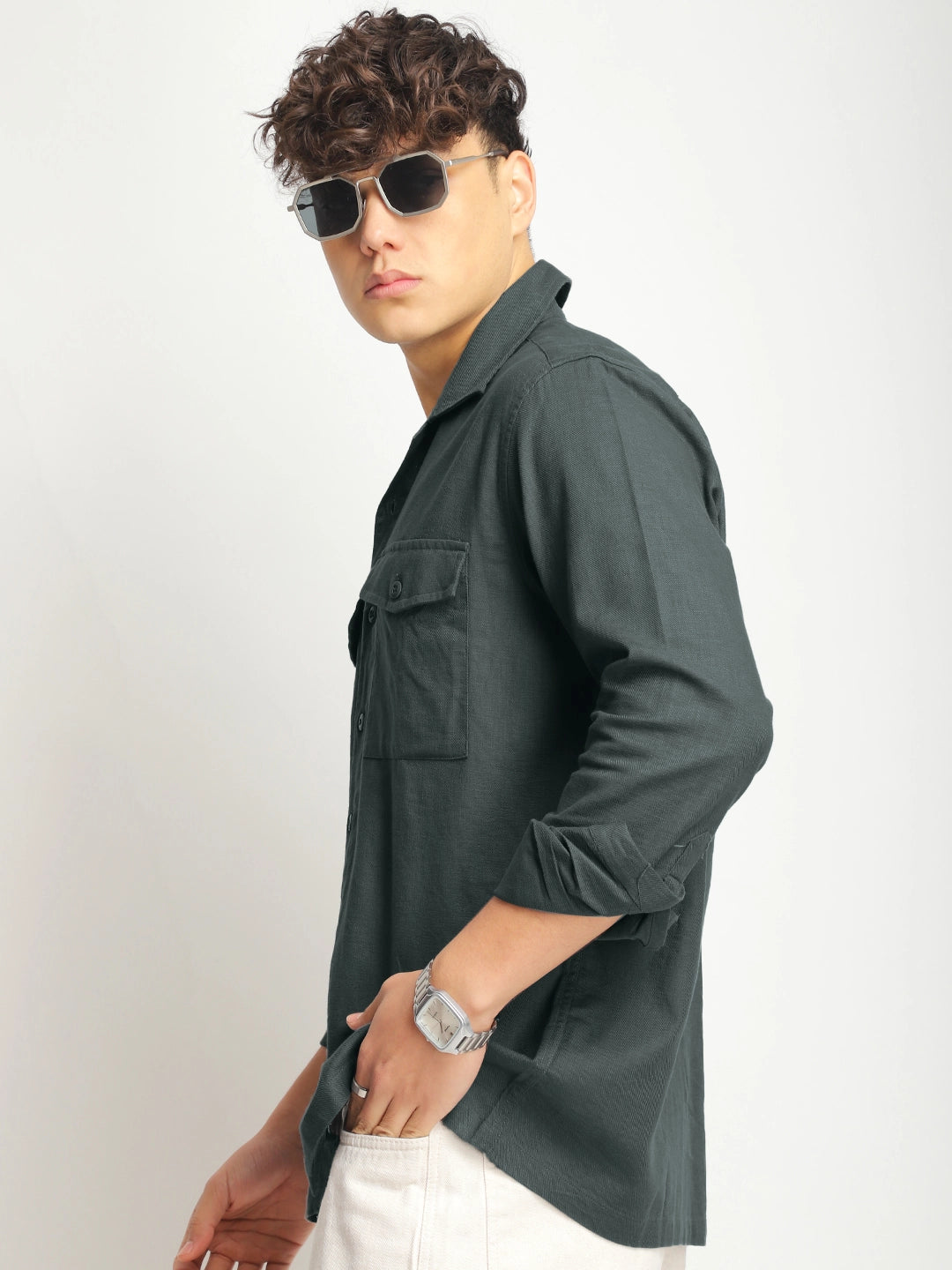 Alexei Linen Dark Grey Full Sleeve Shirt