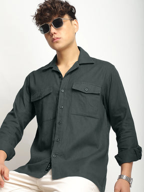 Alexei Linen Dark Grey Full Sleeve Shirt