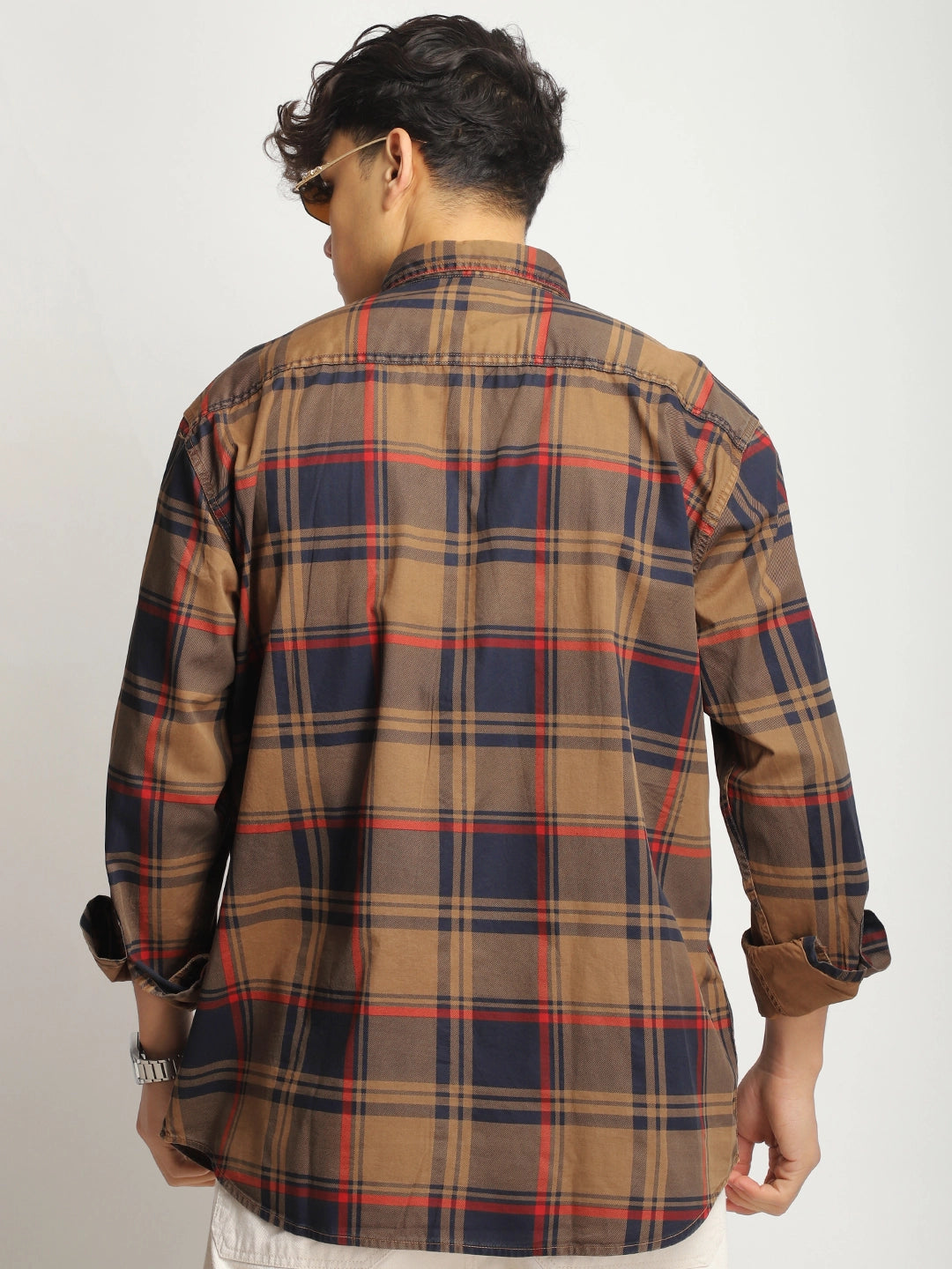 Luxe Link Washed Check Rust Full Sleeve Shirt