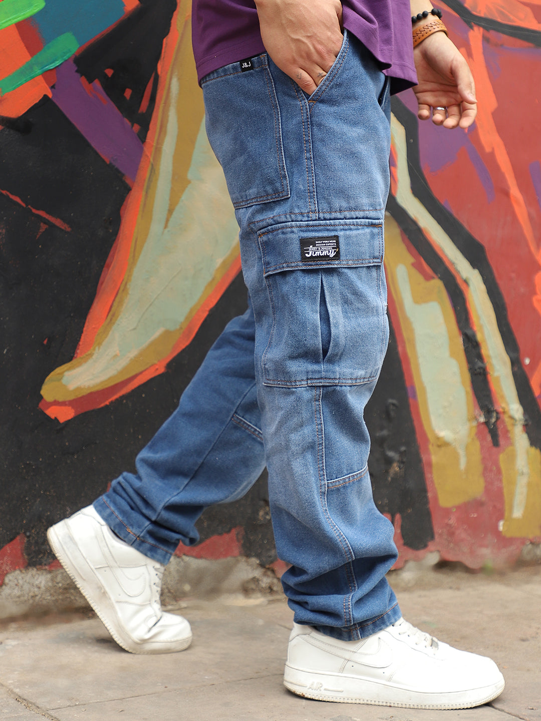 Blue Denim Cargo Men