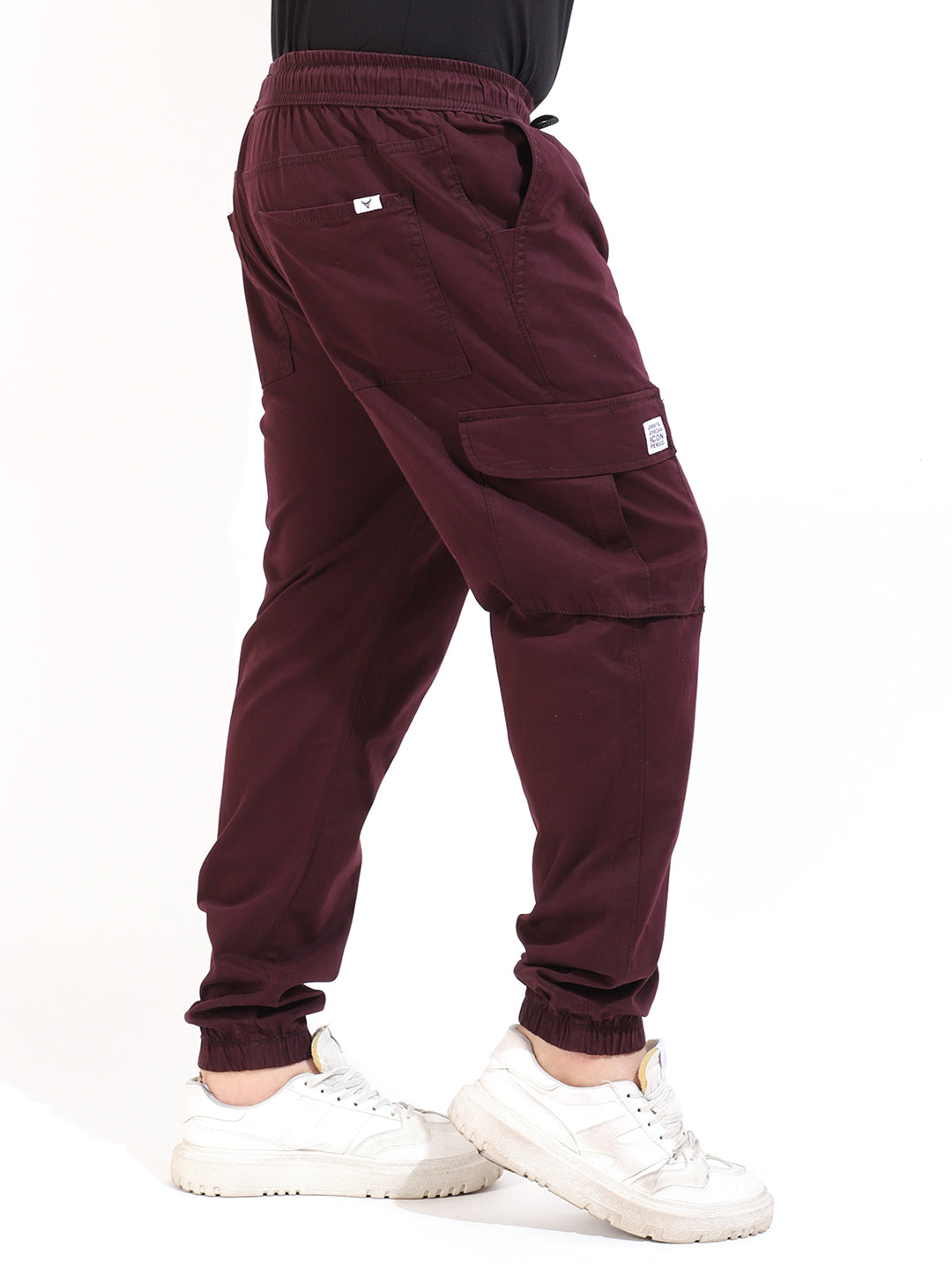 Wine Red Coated Cotton Twill Cargo