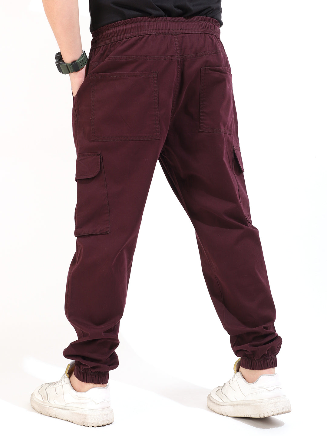 Wine Red Coated Cotton Twill Cargo
