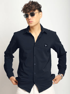 Andrey Stretchable Ocean Blue Full Sleeve Shirt