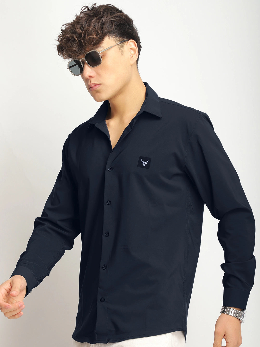 Andrey Stretchable Ocean Blue Full Sleeve Shirt