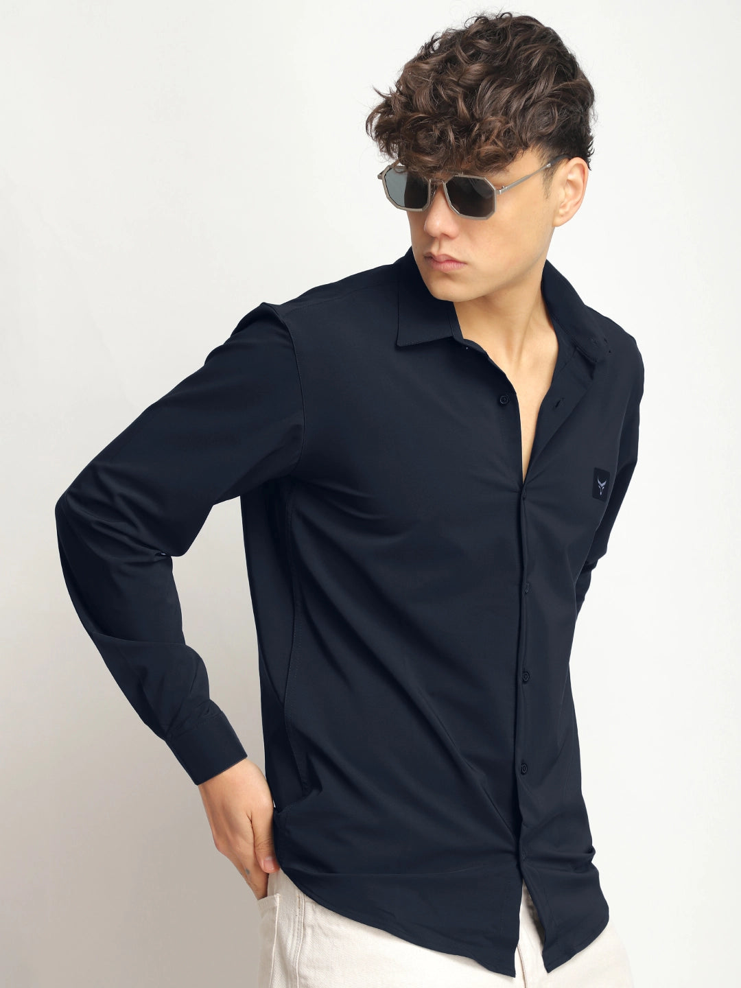 Andrey Stretchable Ocean Blue Full Sleeve Shirt