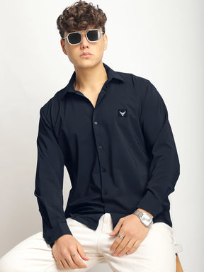 Andrey Stretchable Ocean Blue Full Sleeve Shirt