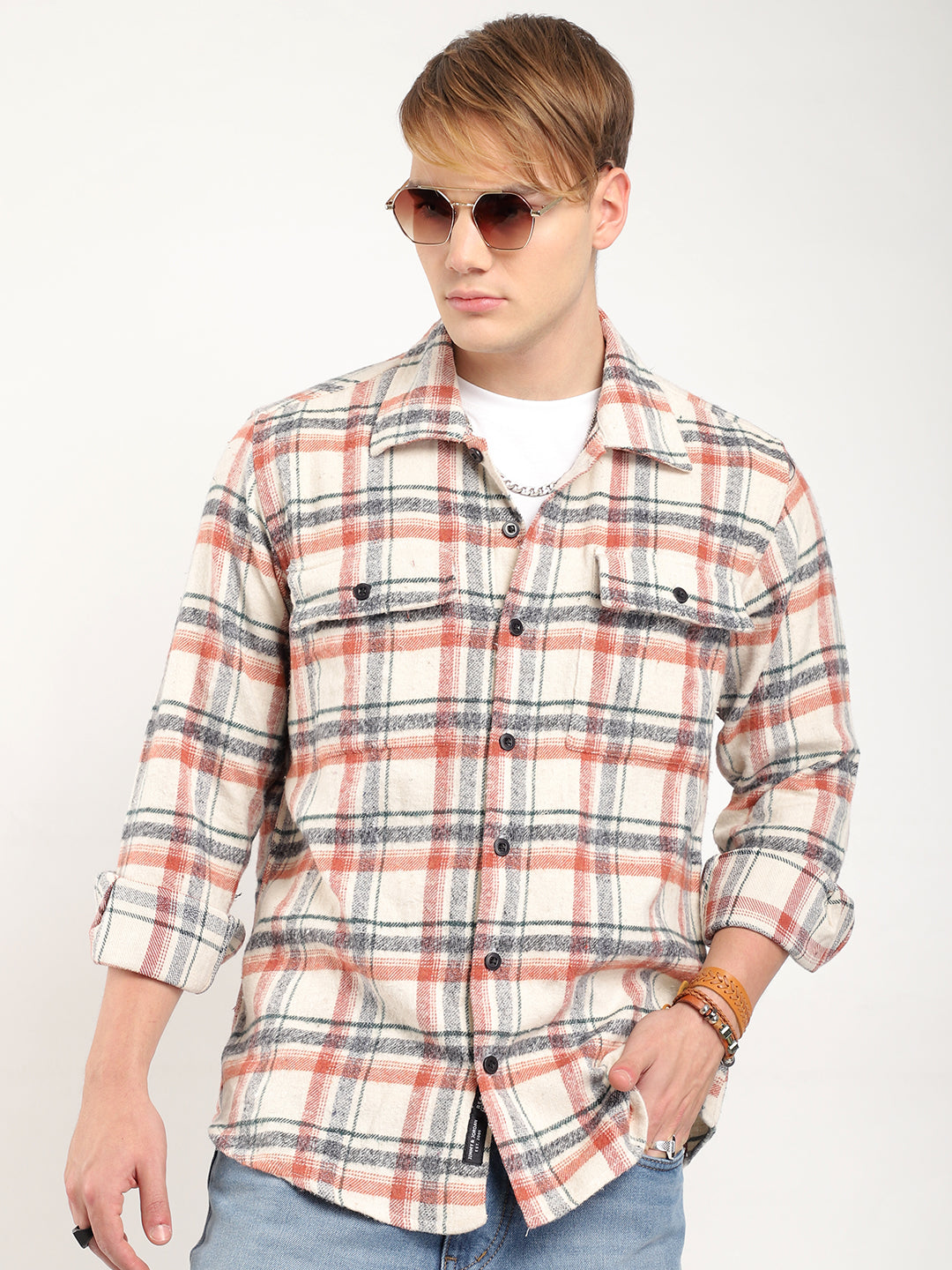 Flannel Check Shirt Men