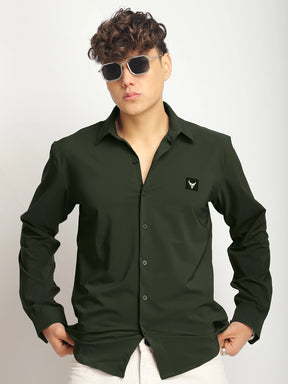 Andrey Stretchable Olive Green Full Sleeve Shirt