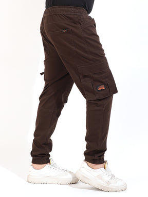 Brown Coated Cotton Twill Cargo