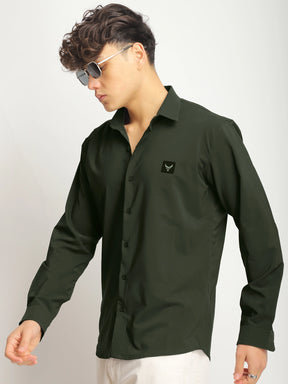 Andrey Stretchable Olive Green Full Sleeve Shirt