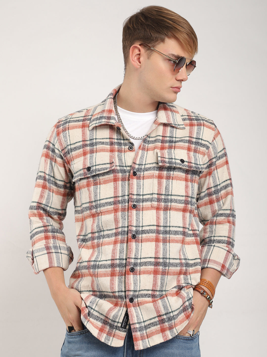 Flannel Check Shirt Men