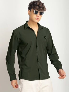 Andrey Stretchable Olive Green Full Sleeve Shirt