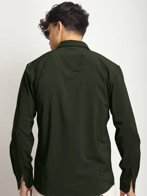 Andrey Stretchable Olive Green Full Sleeve Shirt