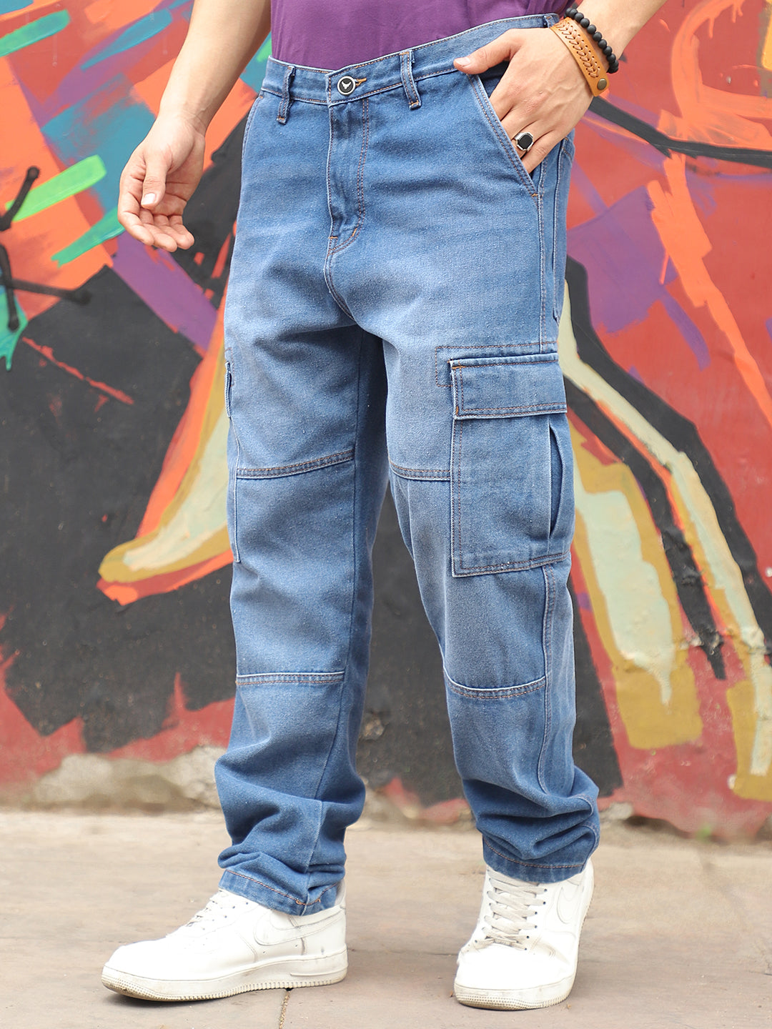 Blue Denim Cargo Men