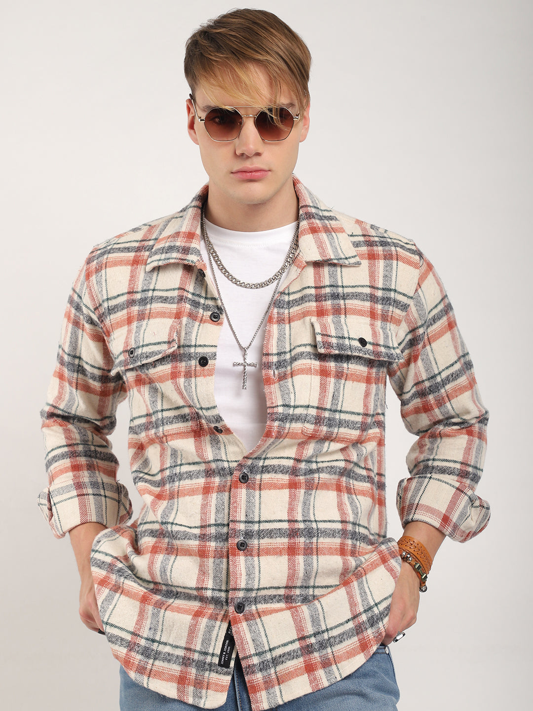 Flannel Check Shirt Men