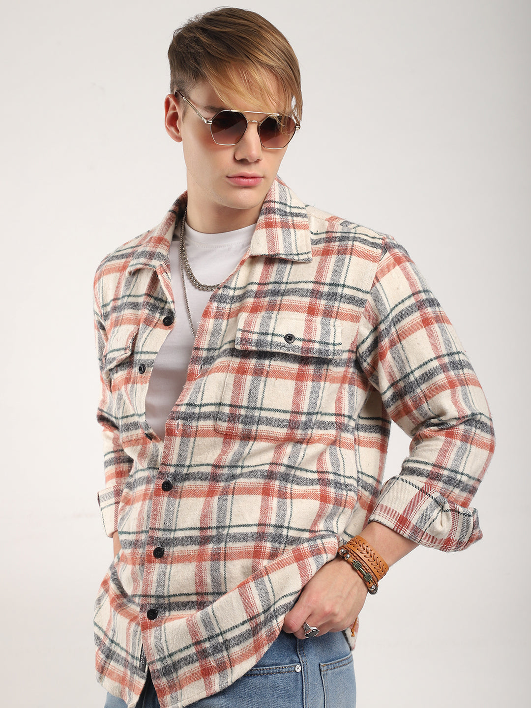 Flannel Check Shirt Men