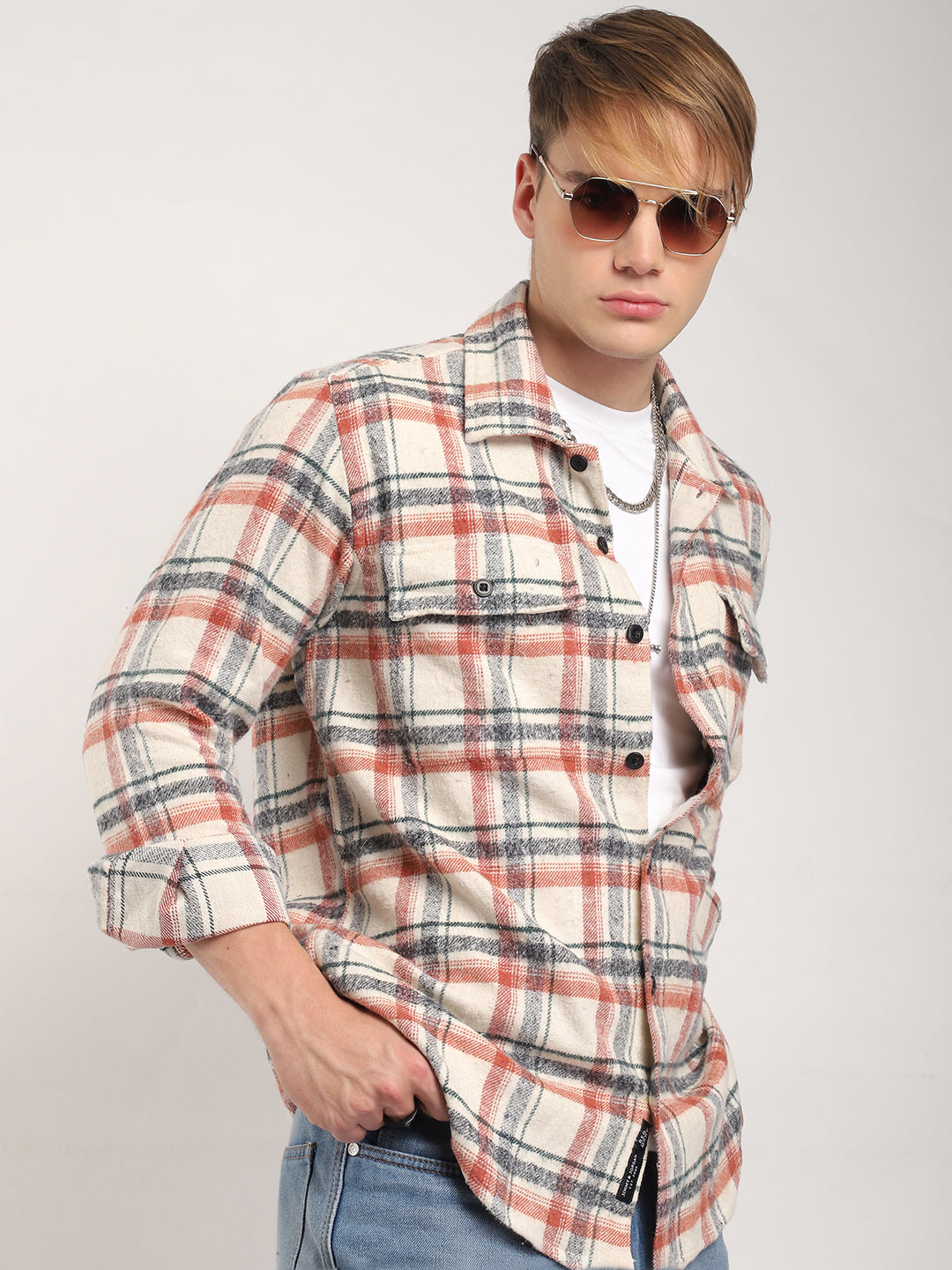 Flannel Check Shirt Men