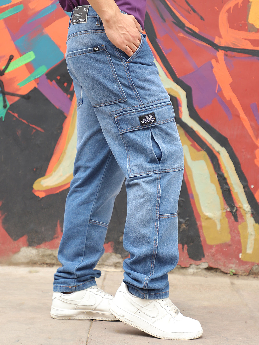 Blue Denim Cargo Men