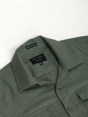 Alexei Linen Green Full Sleeve Shirt