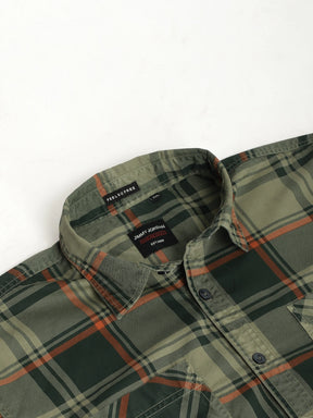 Luxe Link Washed Check Military Full Sleeve Shirt