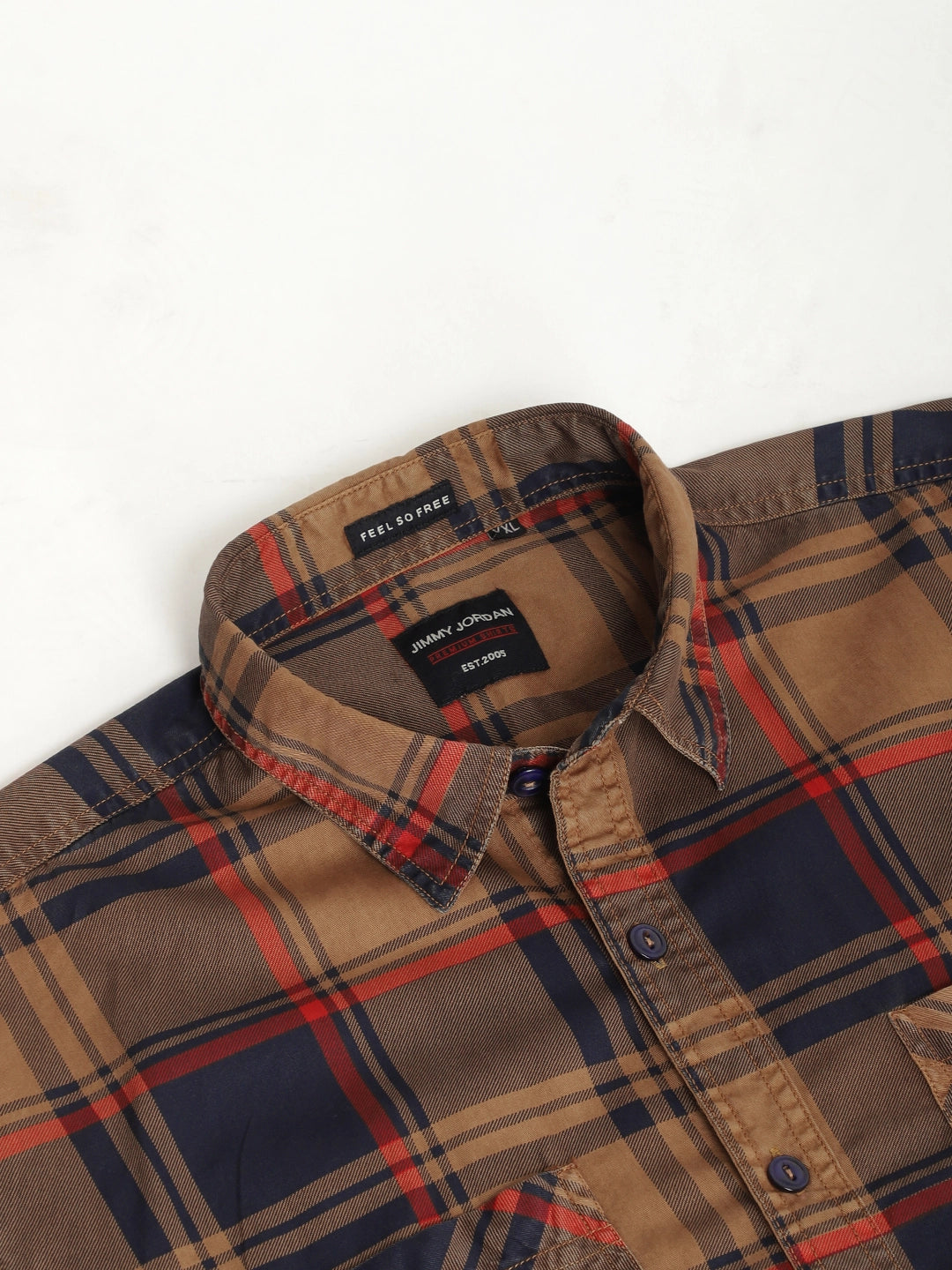 Luxe Link Washed Check Rust Full Sleeve Shirt