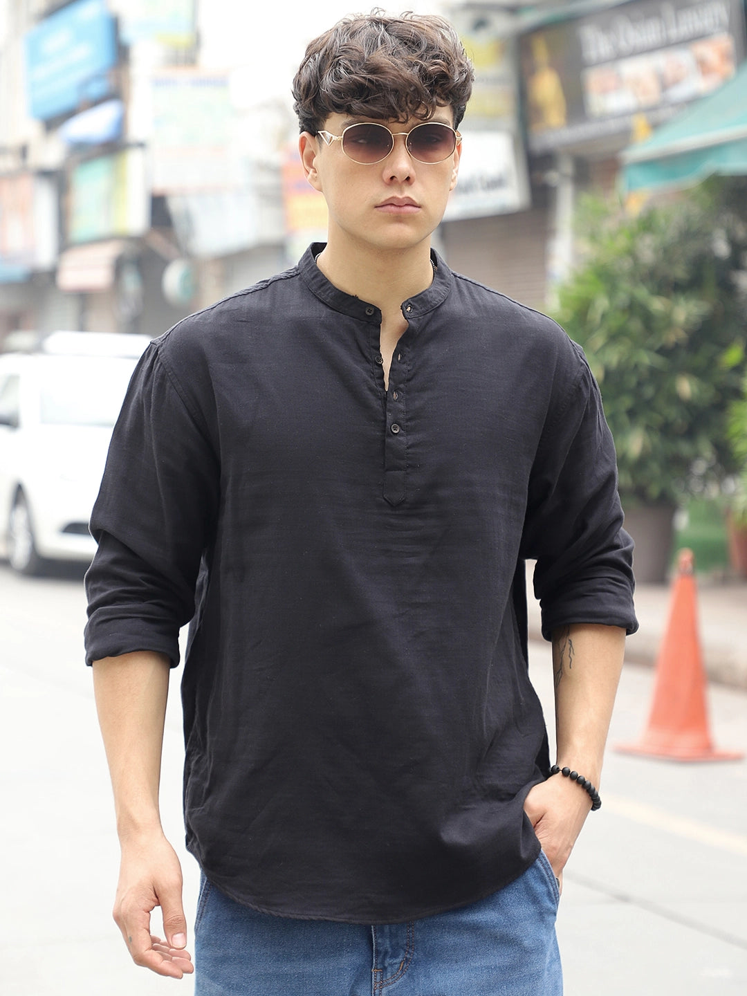 Fusion Drift Black Kurta