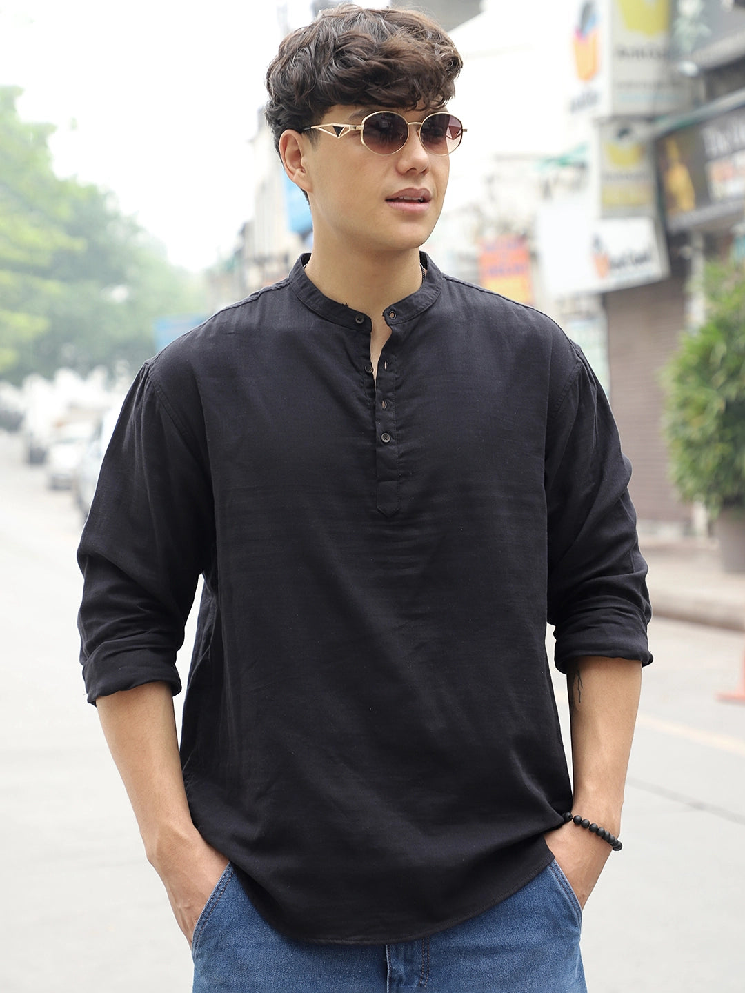 Fusion   Drift   Black Kurta