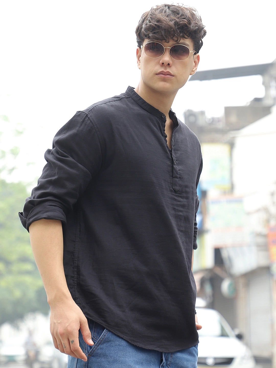 Fusion   Drift   Black Kurta