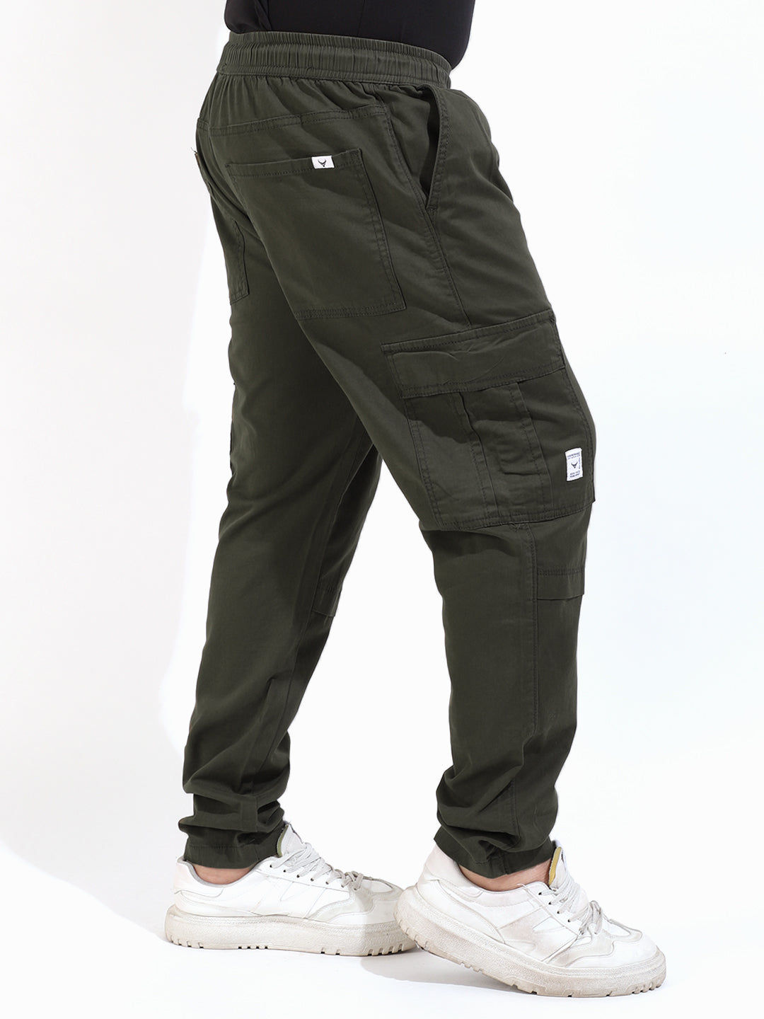 Sap Green Cotton Twill Jogger Fit Cargo