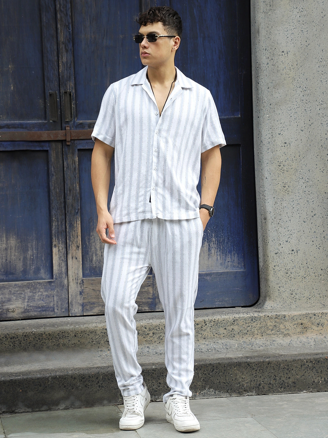 Parallel Mood Linen Grey Stripe Co Ord Set