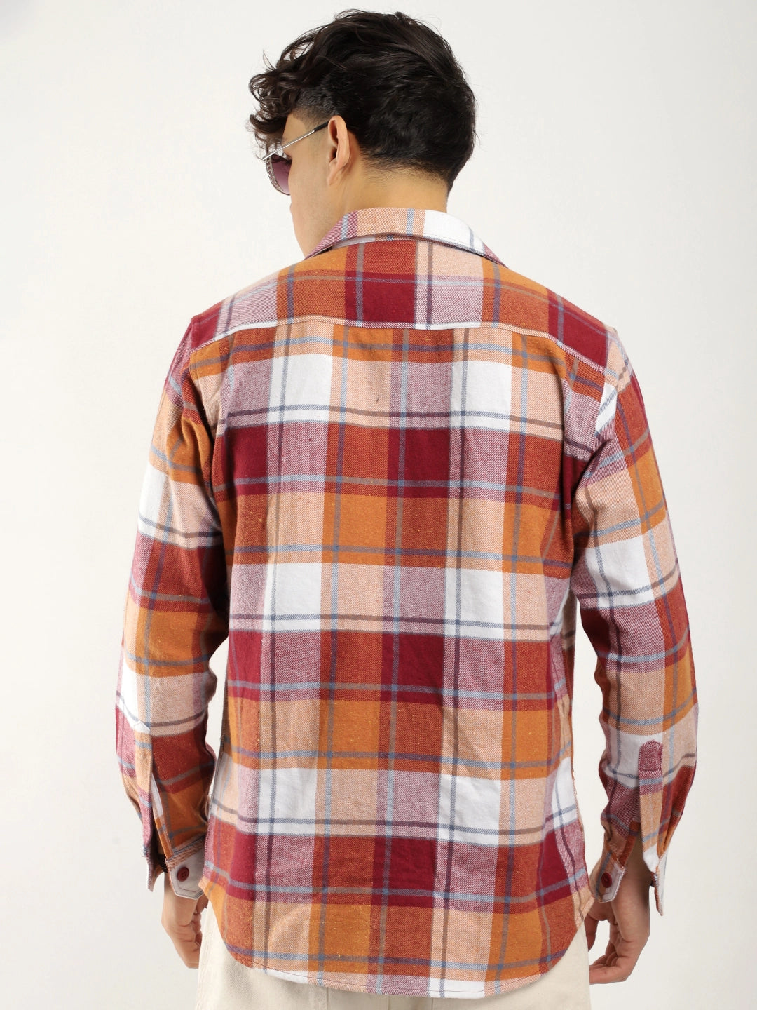 Infinite Brushed Orange Check Full Sleeve Shirt