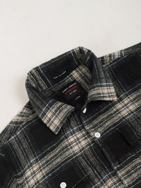 Streetwear Twill Flannel Check Black & Fawn Double Pocket Shirt