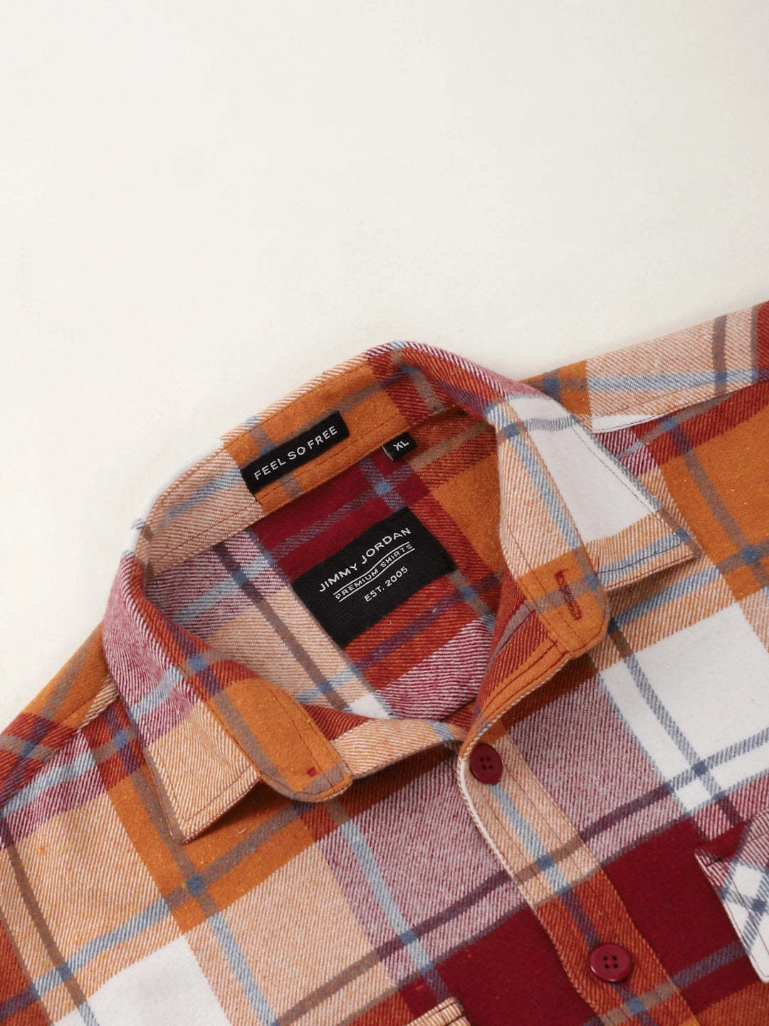 Infinite Brushed Orange Check Full Sleeve Shirt