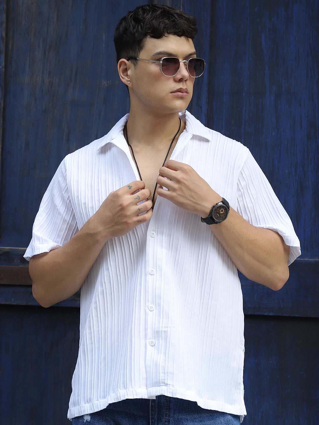 Lush White Half Sleeve Shirt