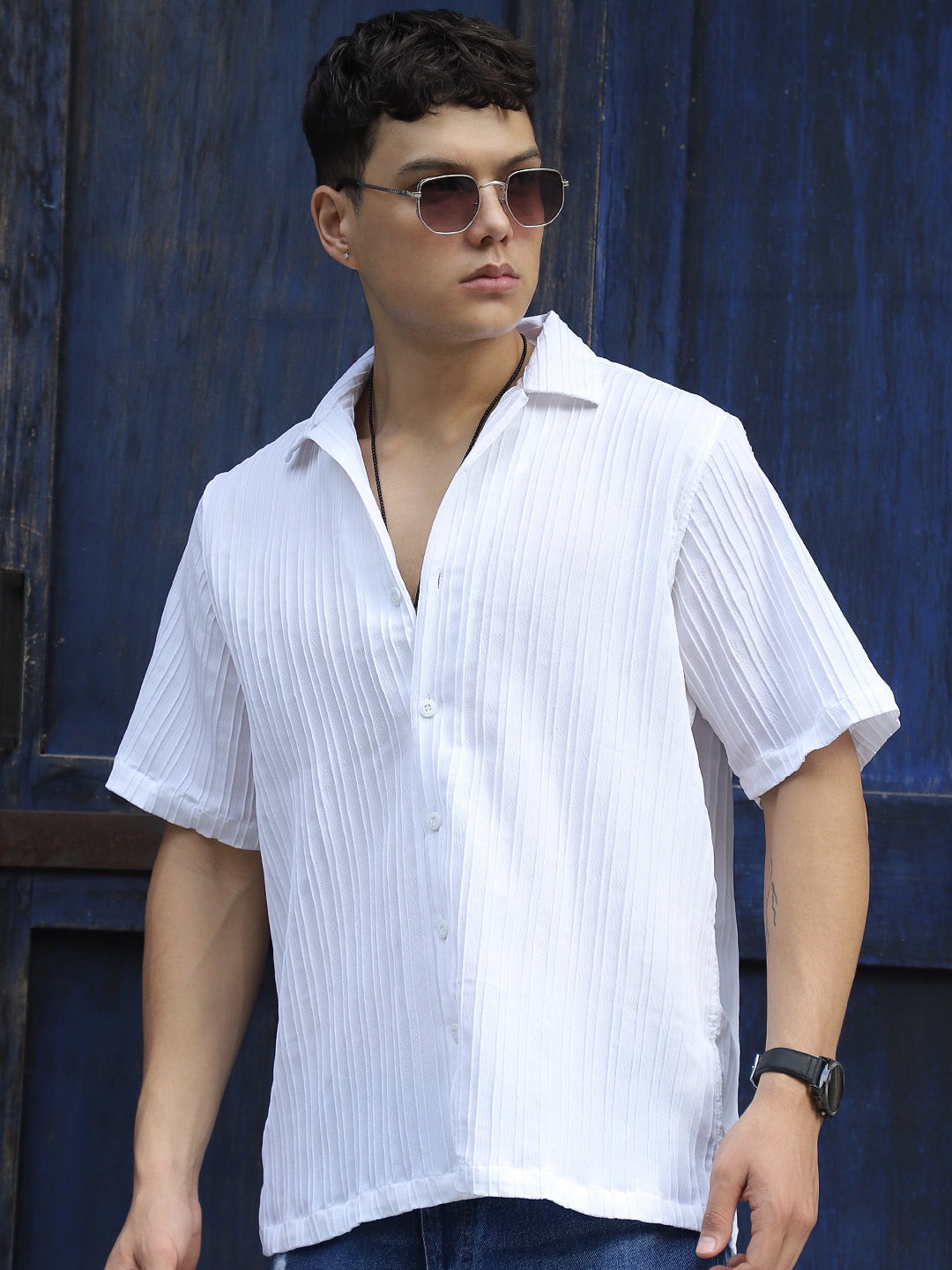 Lush White Half Sleeve Shirt