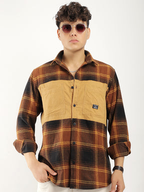 Brushing Corduroy Brown Full Sleeve Shirt