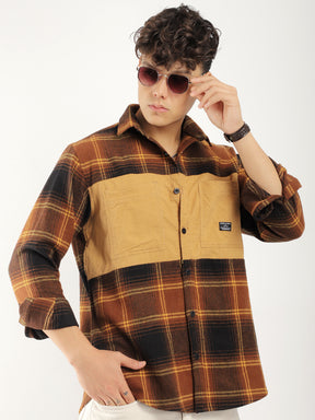 Brushing Corduroy Brown Full Sleeve Shirt