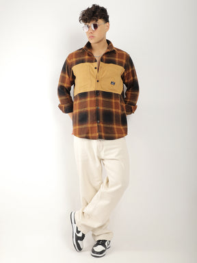 Brushing Corduroy Brown Full Sleeve Shirt