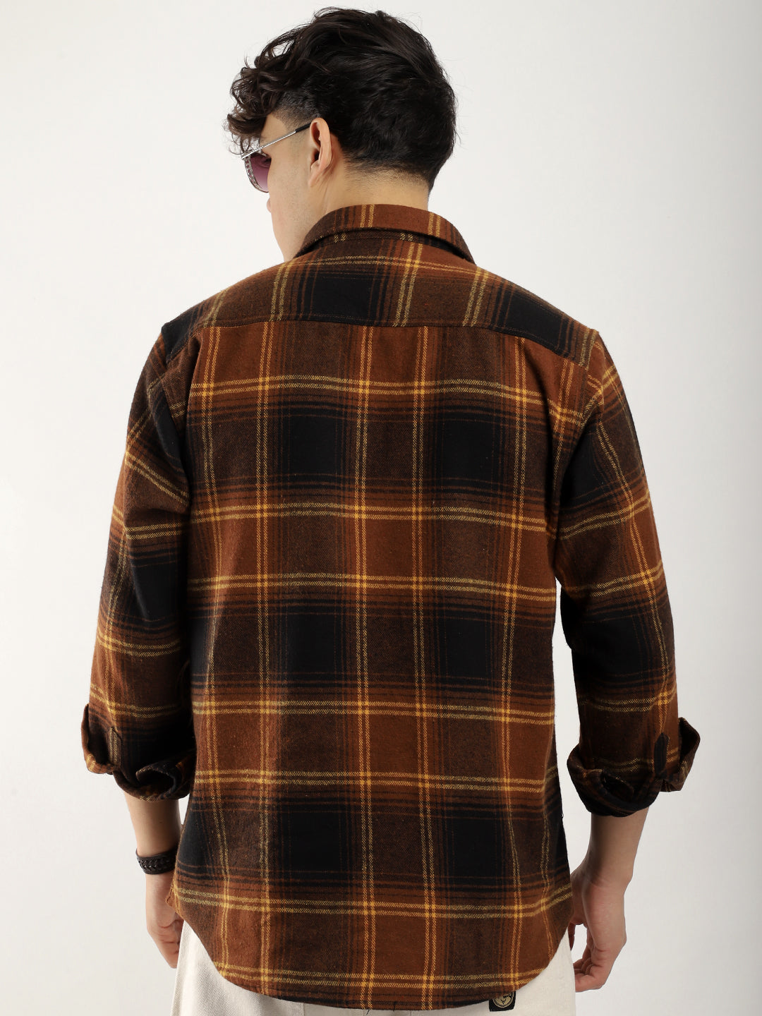 Brushing Corduroy Brown Full Sleeve Shirt