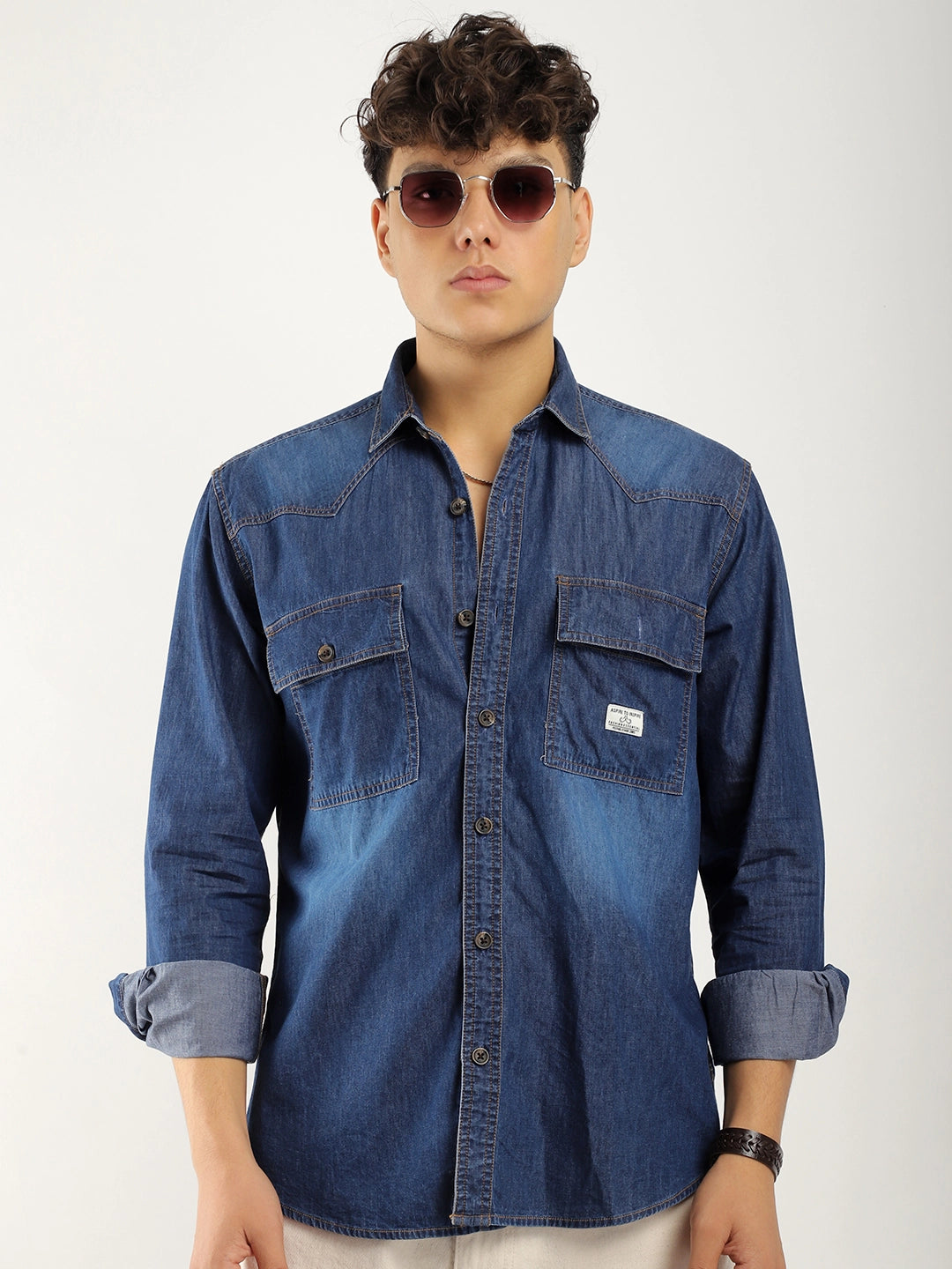 Grafton Grove Blue Denim Full Sleeve Shirt