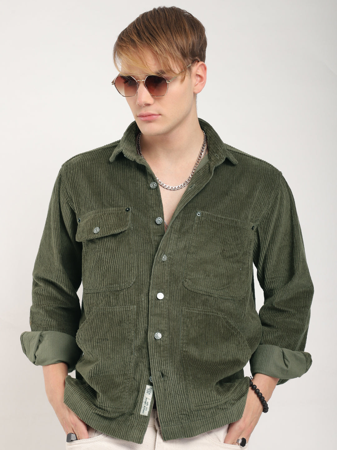 Prime Fit Corduroy Olive Shacket