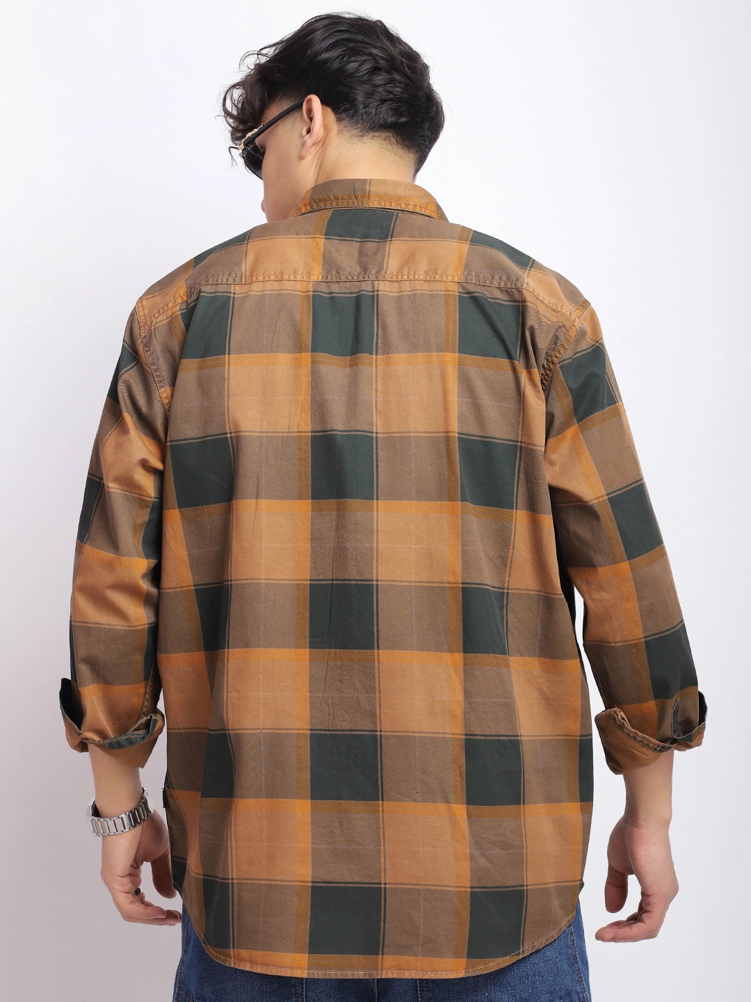 Regal Sets Rust Washed Check Full Sleeve Shirt