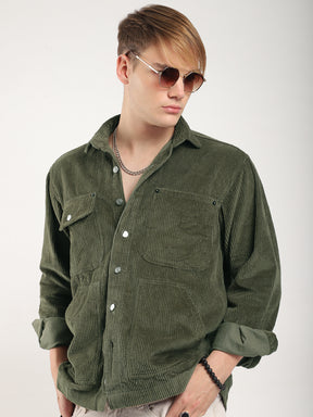 Prime Fit Corduroy Olive Shacket