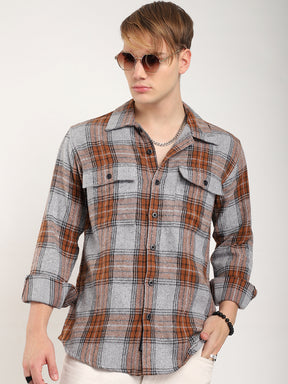 Brown Check Flannel Shirt