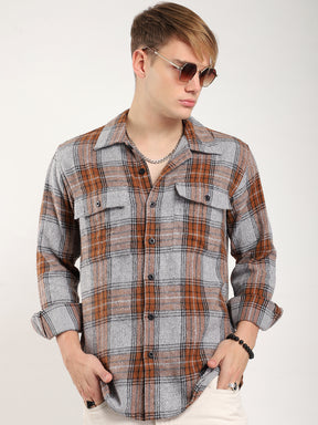 Brown Check Flannel Shirt